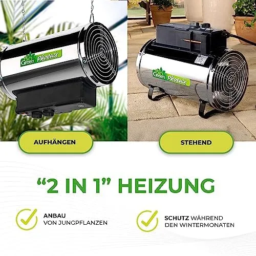 Bio Green Phoenix Gebläseheizung • Gewächshausheizung elektrisch • 2800 Watt [VIDEO] – Bild 3