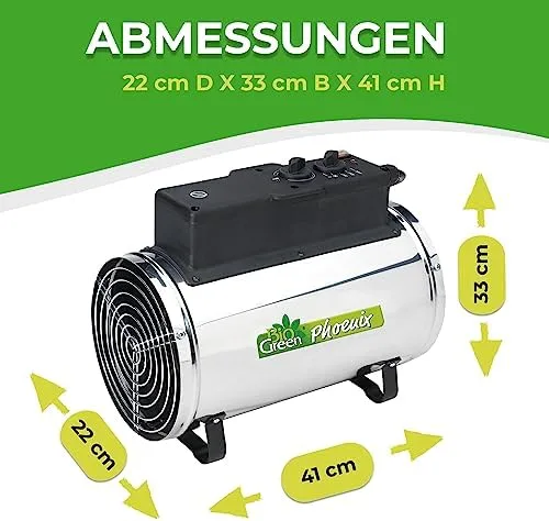 Bio Green Phoenix Gebläseheizung • Gewächshausheizung elektrisch • 2800 Watt [VIDEO] – Bild 4
