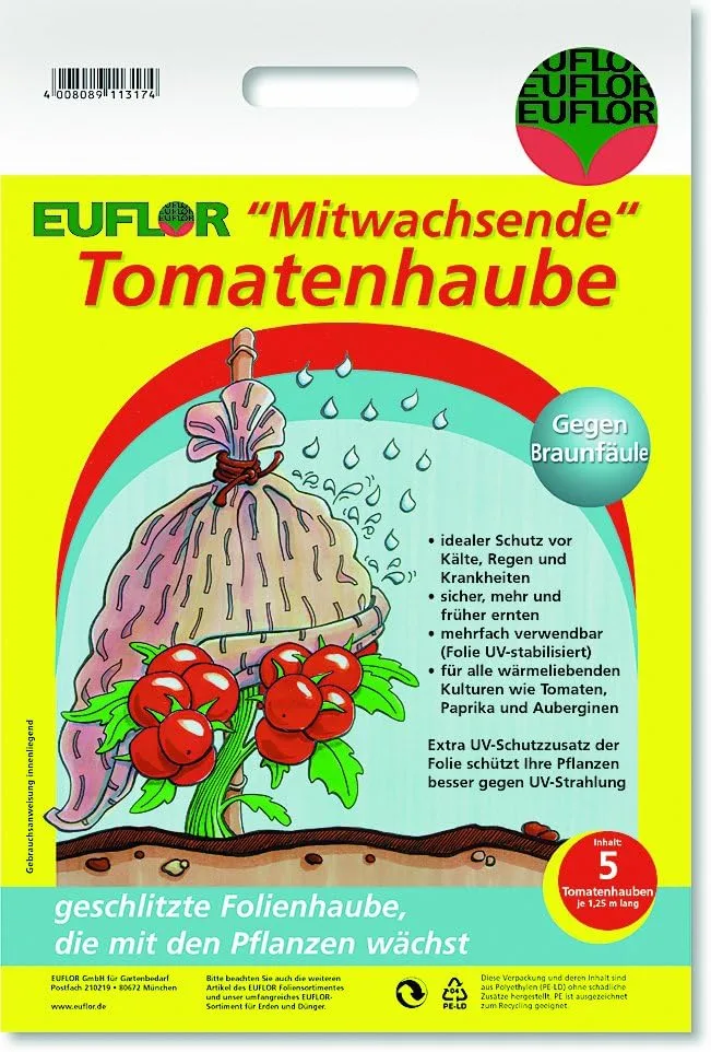 EUFLOR Tomatenhaube mitwachsend UV-stabil 5 Stück Schwarz 1,25 m - Bild 1