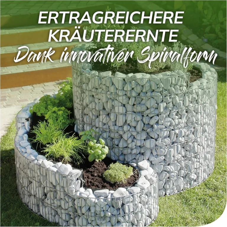 bellissa – Gabionen Kräuterspirale verzinkt 110x90x60cm - Kräuterschnecke Bausatz - Hochbeet Pflanzring für Kräuter & Gemüse mit Trennfolie - Witterungsbeständig & langlebig - Für Garten & Terrasse – Bild 3