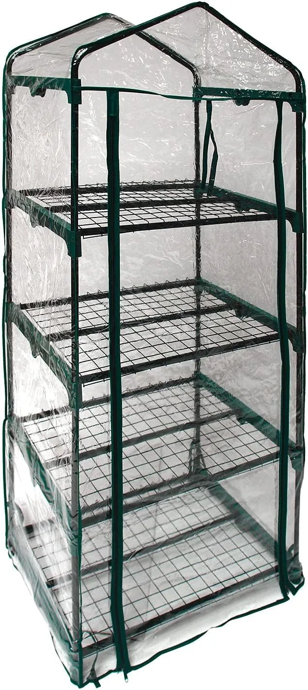 Folien Gewächshaus Foliengewächshaus Treibhaus Frühbeet Regal 69x49x157cm mit 4 Gitterböden Regalböden Böden – Bild 1