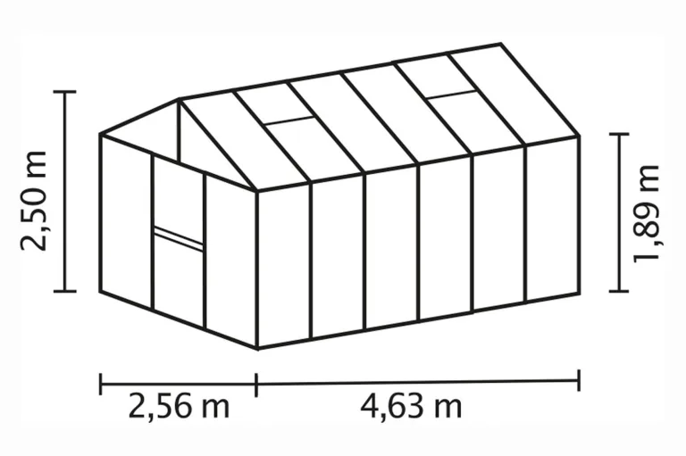 Vitavia Gewächshaus Zeus - Ausführung: 11900 ESG 4 mm Alu, Fläche: ca. 11,8 m², Fenster: 3, Maße: 257 x 463 cm, Sockel: 256 x 463 cm, – Bild 2