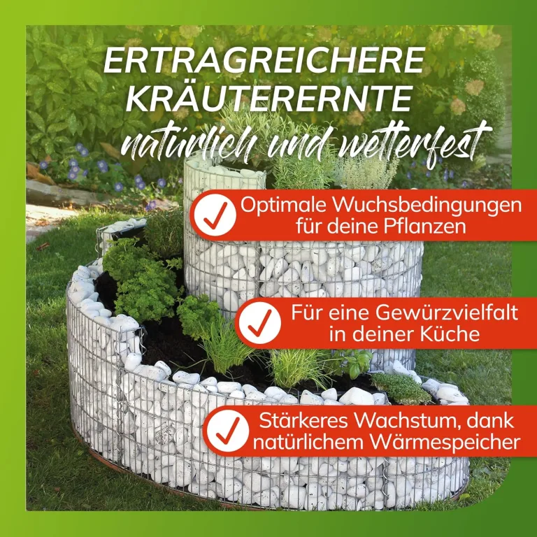 bellissa – Gabionen Kräuterspirale verzinkt 200x150x80cm - Kräuterschnecke Bausatz - Hochbeet Pflanzring für Kräuter & Gemüse mit Trennfolie - Witterungsbeständig & langlebig - Für Garten & Terrasse – Bild 5