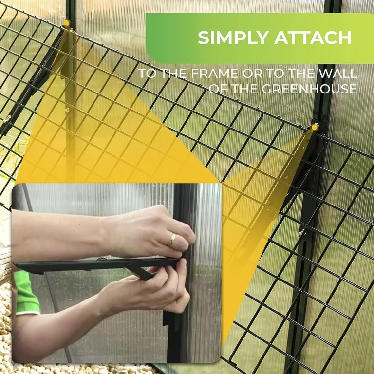 BioGreen Regal für Gewächshaus „Bruno“ 40 × 120 cm – klappbar, galvanisierter Stahl, mehr Platz im Gewächshaus, einfache Montage mit Alukonsolen – Bild 3