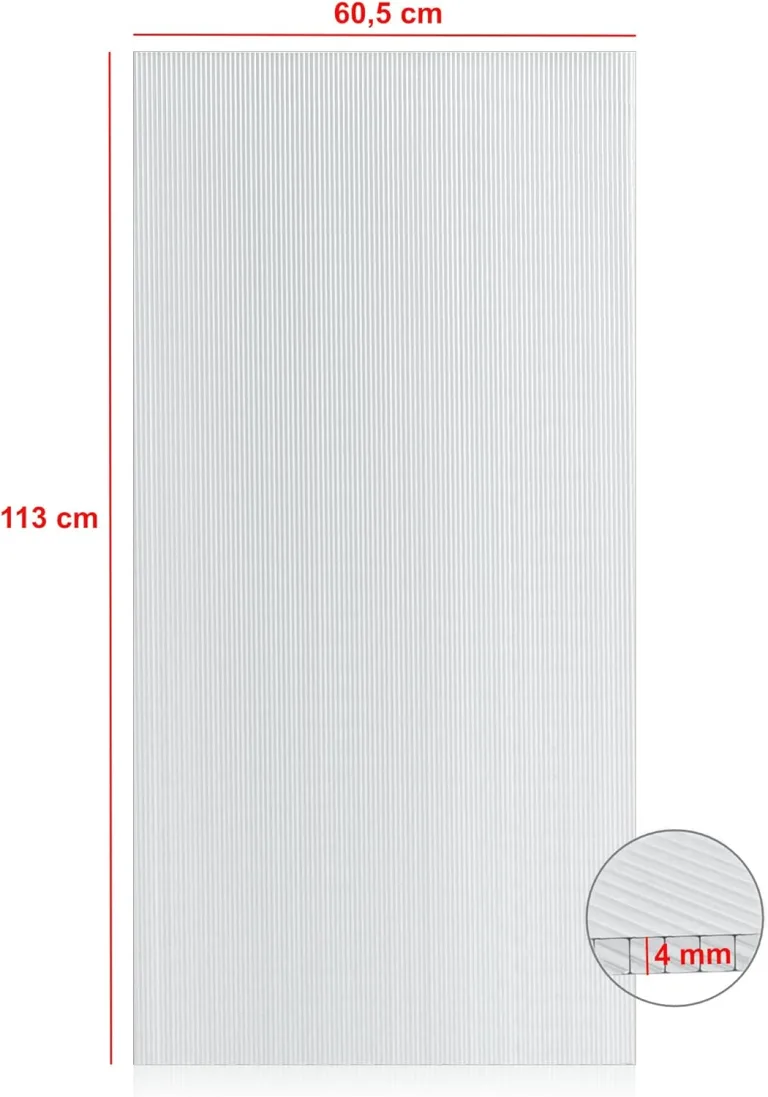 Zelsius Hohlkammerstegplatte 4 mm | 113 x 60,5 x 0,4 cm | Gewächshausplatte | Doppelstegplatte für Gewächshaus, Garten Treibhaus | Gewächshaus Ersatzplatte #2 – Bild 2
