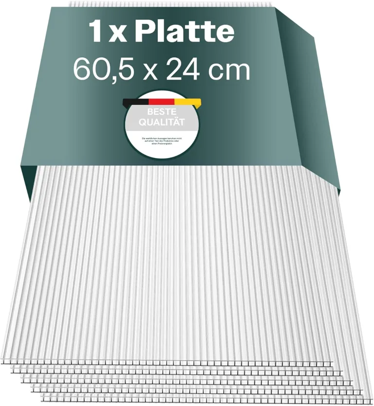 Hohlkammerplatten für Gewächshaus 60,5 x 60,2 cm - Polycarbonatplatten, Kunststoffplatten 4mm, Wetterfeste Gewächshausplatten, Polycarbonat Stegplatten, Transparentes & UV-beständige Wellplattendach – Bild 8