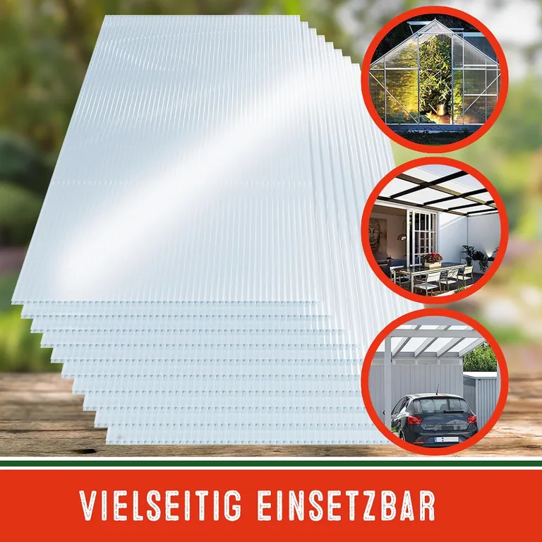 GARDEBRUK® 14x Doppelstegplatten 4mm Zuschneidbar 121x60,5cm Polycarbonat 10,3m² UV-beständig Klar Hohlkammerplatten Gewächshaus Platten Stegplatten – Bild 4