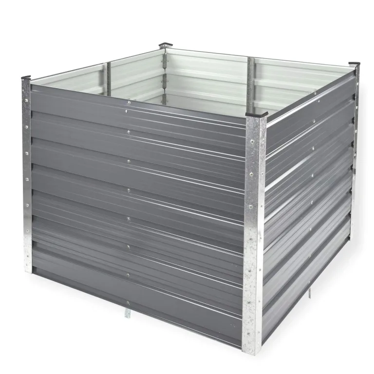 DEMA Metall Hochbeet Rosendaal 1x1x0,8 m - Gartenbeet, Gemüsebeet, Pflanzbeet - Grün, Holzoptik, Langlebig, Verzinkt - Für Garten, Balkon, Terrasse – Bild 8