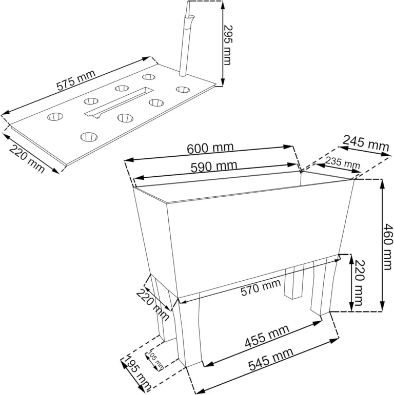 Prosperplast Blumenkasten Rato Case High inkl. Bewässerung und abnehmbaren Beinen, Anthrazit, 25 x 60 x 46 cm, ideal für Innen- & Außenbereich – Bild 3
