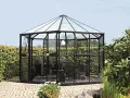 Gartenwelt Riegelsberger Gewächshaus Hera - Ausführung: 9000 Kombi ESG 3 mm und HKP 6 mm schwarz, Fläche: ca. 9 m², mit 3 Dachfenster, Sockelmaß: 2,53 x 2,21 m - Thumbnail 2