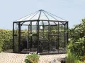 Gartenwelt Riegelsberger Gewächshaus Hera - Ausführung: 9000 Kombi ESG 3 mm und HKP 6 mm schwarz, Fläche: ca. 9 m², mit 3 Dachfenster, Sockelmaß: 2,53 x 2,21 m - Thumbnail 1