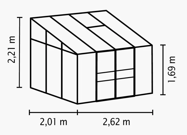 Gartenwelt Riegelsberger Anlehngewächshaus Ida - Ausführung: 5200 HKP 6 mm dunkelgrün, Fläche: ca. 5,2 m², mit 1 Dachfenster, Sockelmaß: 1,90 x 2,54 m – Bild 2