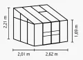 Gartenwelt Riegelsberger Anlehngewächshaus Ida - Ausführung: 5200 HKP 6 mm dunkelgrün, Fläche: ca. 5,2 m², mit 1 Dachfenster, Sockelmaß: 1,90 x 2,54 m - Thumbnail 2