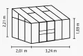 Gartenwelt Riegelsberger Anlehngewächshaus Ida - Ausführung: 6500 HKP 6 mm dunkelgrün, Fläche: ca. 6,5 m², mit 2 Dachfenster, Sockelmaß: 1,90 x 3,17 m - Thumbnail 2