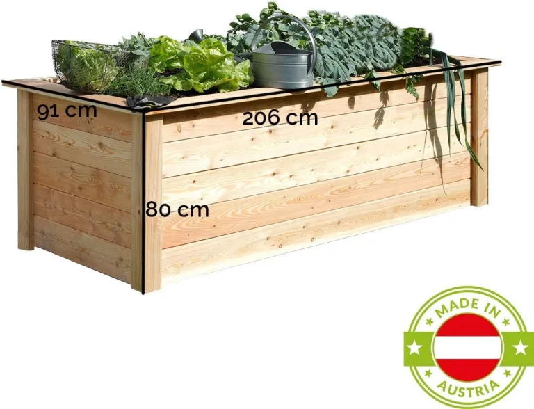 4betterdays.com Hochbeet aus Massivholz regionaler Gebirgslärche - inkl. Noppenfolie und Wühlmausgitter - Made in Austria - Hochbeet Holz ohne Frühbeetaufsatz 206x92x80cm – Bild 5