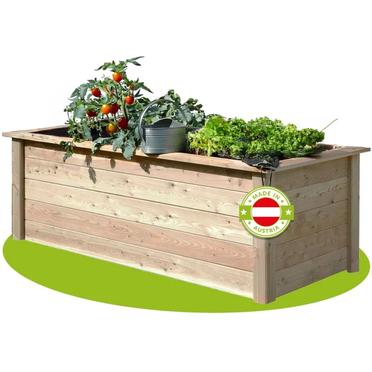 4betterdays.com Hochbeet aus Massivholz regionaler Gebirgslärche - inkl. Noppenfolie und Wühlmausgitter - Made in Austria - Hochbeet Holz ohne Frühbeetaufsatz 206x92x80cm – Bild 1