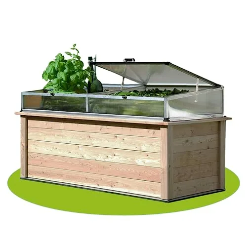 4betterdays.com Hochbeet aus Massivholz regionaler Gebirgslärche - inkl. Noppenfolie und Wühlmausgitter - Made in Austria - Hochbeet Holz inkl. Frühbeetaufsatz 125x92x80cm – Bild 9