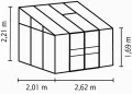 Ida 5200 Alu-Anlehngewächshaus grün HKP 4 mm 5,2 m² incl. Fundament und 1 Dachfenster - Thumbnail 3