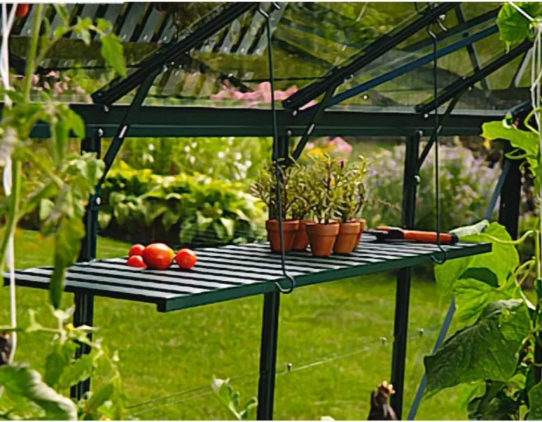 Vitavia Gewächshäuser Gewächshaus-Aluminiumregal 120 x 31cm abklappbar Klappregal grün – Bild 2