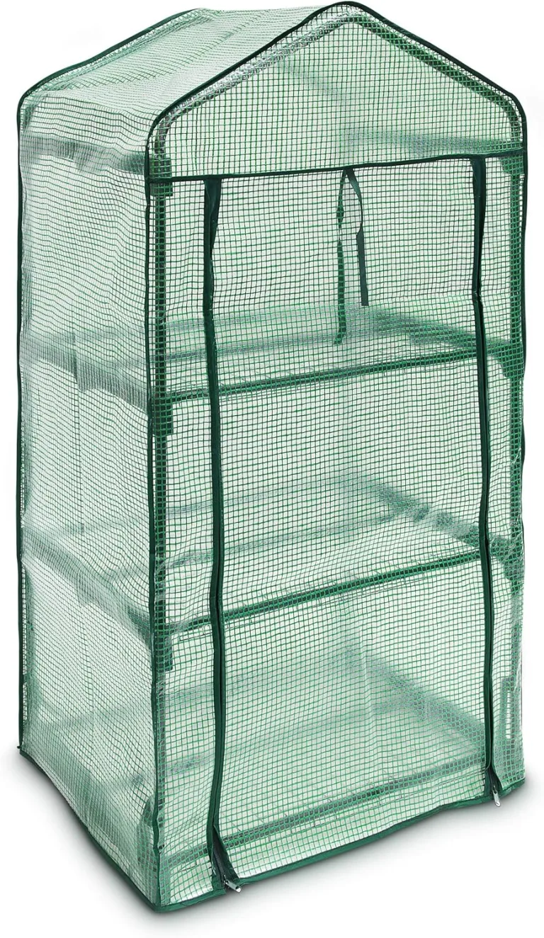 Relaxdays Foliengewächshaus Balkon 125 x 70 x 50 cm HxBxT, 3 Regale Treibhaus, Terrasse Anzuchthaus platzsparend, grün – Bild 3