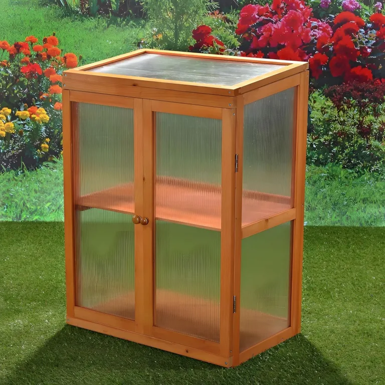 Melko Gewächshaus / Anzuchthaus mit 2 Türen, 58 × 37 x 78,5 cm, braun – Bild 2