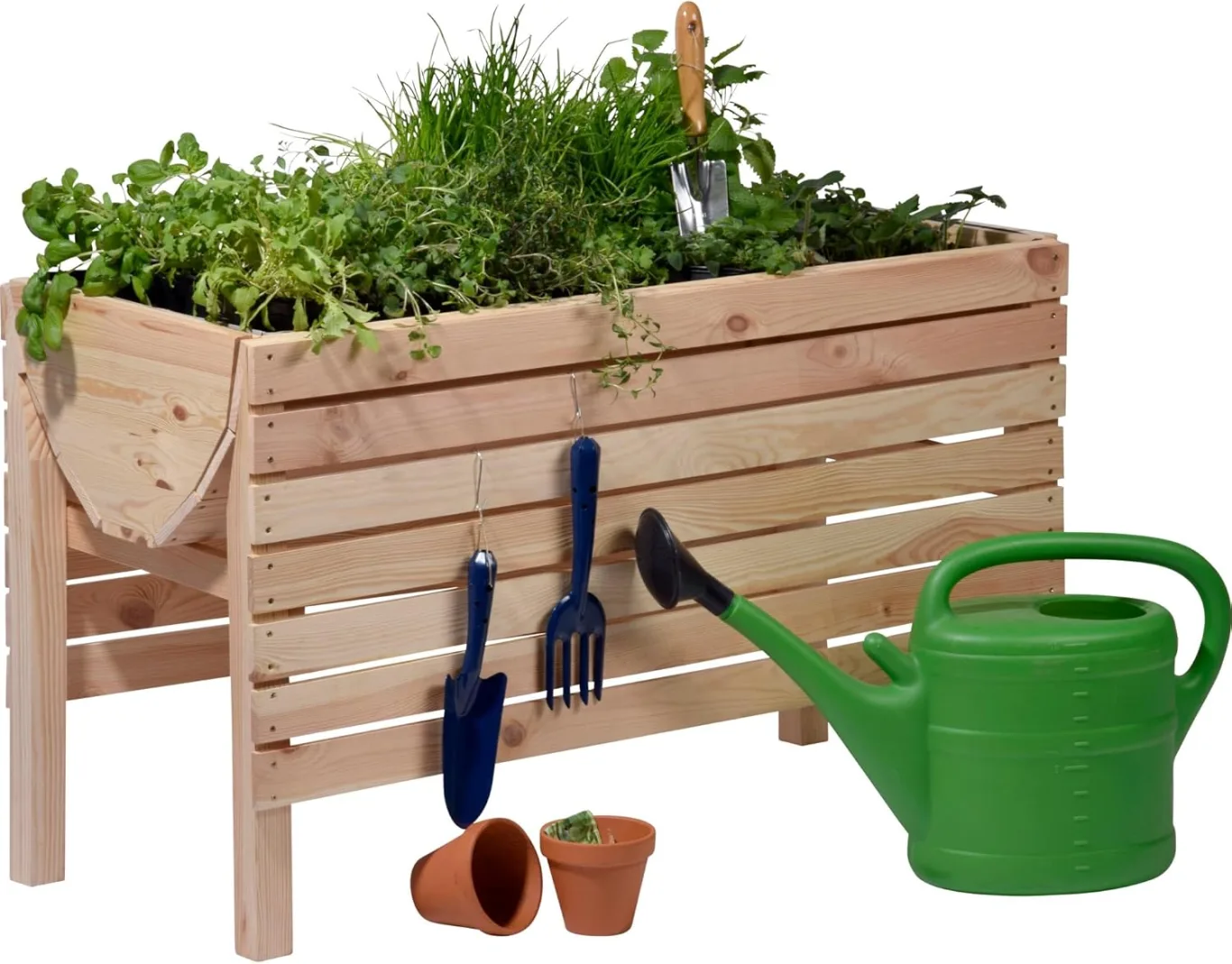 dobar® 58196e großes Hochbeet | Erhöhtes Gemüsebeet | Kräuterbeet aus Holz | Pflanzkasten für Balkon/Garten/Terrasse | Salatbeet für die Anzucht | 100 x 45 x 60 cm | Natur - Bild 1