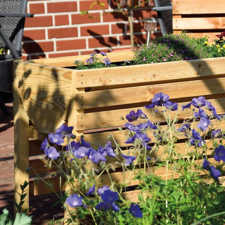 dobar® 58196e großes Hochbeet | Erhöhtes Gemüsebeet | Kräuterbeet aus Holz | Pflanzkasten für Balkon/Garten/Terrasse | Salatbeet für die Anzucht | 100 x 45 x 60 cm | Natur – Bild 6