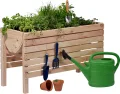 dobar® 58196e großes Hochbeet | Erhöhtes Gemüsebeet | Kräuterbeet aus Holz | Pflanzkasten für Balkon/Garten/Terrasse | Salatbeet für die Anzucht | 100 x 45 x 60 cm | Natur - Thumbnail 1