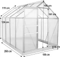 Zelsius Aluminium Gewächshaus mit Fundament 250 x 190 cm | 6 mm Hohlkammerplatten, UV-beständig, Winterfest | Treibhaus, Pflanzenhaus, Tomatenhaus, Frühbeet, Anbau Gewächshaus, Tomatengewächshaus - Thumbnail 3