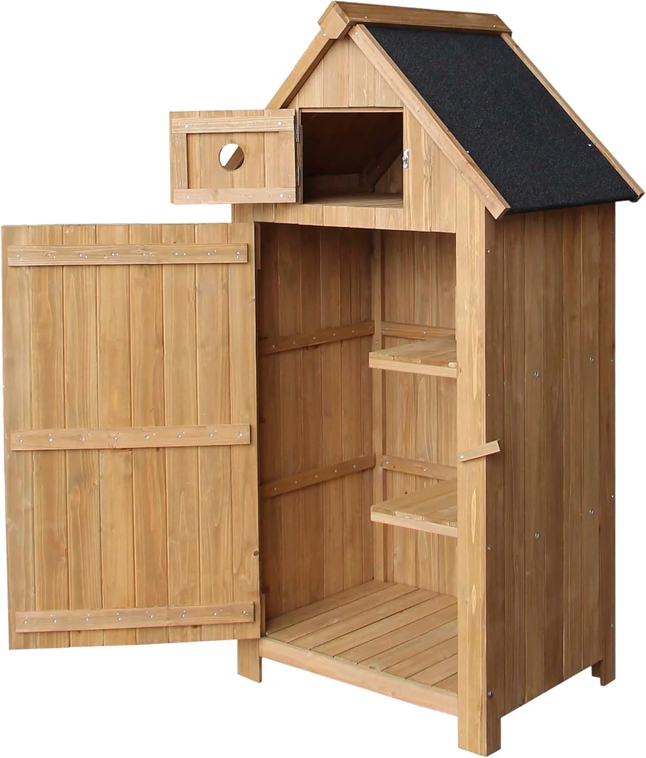 Wiltec Gartenhaus schmal aus Fichtenholz mit Bitumendach 770x540x1370mm für Garten, Terrasse & Balkon Gerätehaus Geräteschuppen Holzhaus Werkzeugschrank - Bild 1