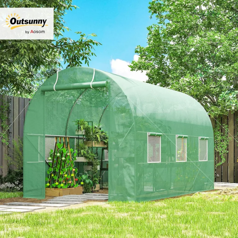 Outsunny Foliengewächshaus Tomatenhaus Pflanzenhaus mit 6 Fenstern 7m² – Bild 2