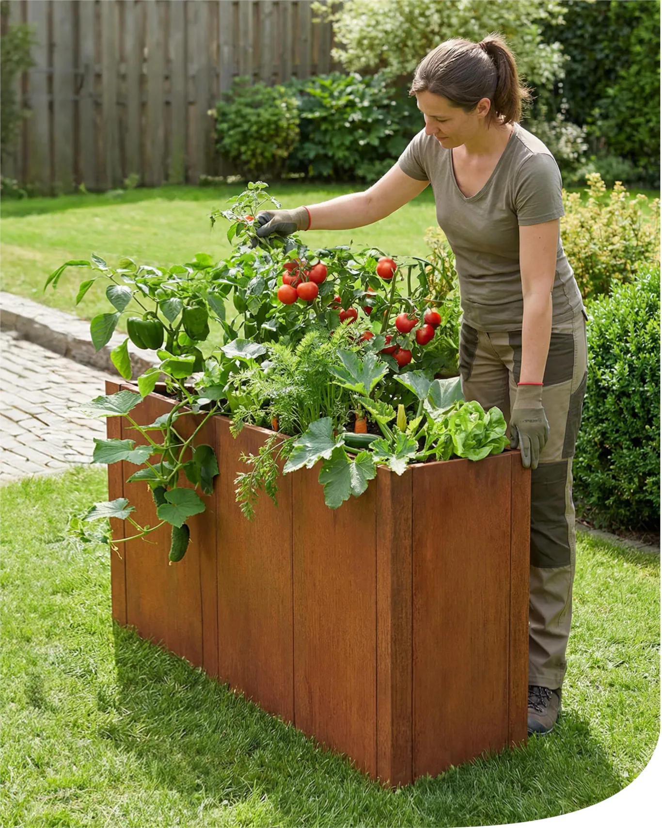 bellissa - Hochbeet Metall PANNELLO – großer modularer Cortenstahl Pflanzkübel (116 x 44 x 80 cm) – wetterfest & erweiterbar mit natürlicher Rostpatina – für Kräuter und Gemüse in Garten & Terrasse - Bild 1