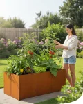 bellissa - Hochbeet Metall PANNELLO – großer modularer Cortenstahl Pflanzkübel (116 x 44 x 80 cm) – wetterfest & erweiterbar mit natürlicher Rostpatina – für Kräuter und Gemüse in Garten & Terrasse - Thumbnail 9