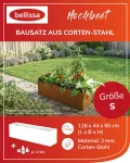 bellissa - Hochbeet Metall PANNELLO – großer modularer Cortenstahl Pflanzkübel (116 x 44 x 50 cm) – wetterfest & erweiterbar mit natürlicher Rostpatina – für Kräuter und Gemüse in Garten & Terrasse - Thumbnail 2