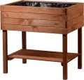 dobar® 58270e breites Hochbeet Kubus Massiv-Holz mit Ablageboden | Salatbeet Bausatz für Gemüse | Erhöhtes Gemüsebeet Garten & Balkon | Anzuchtbeet mit Füßen | 80 x 60 x 80 cm | Braun - Thumbnail 3