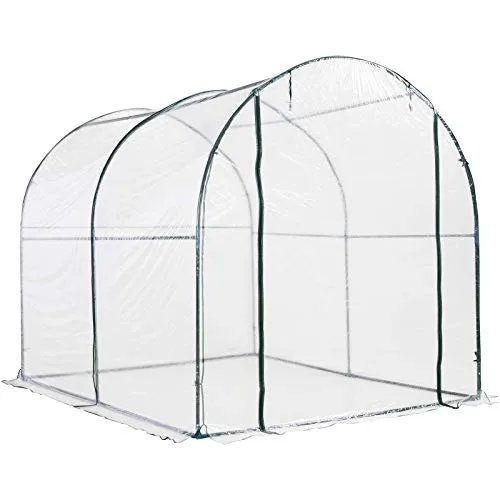 Outsunny Gewächshaus Foliengewächshaus Treibhaus Frühbeet Tomatenhaus Pflanzenhaus 250 x 200 x 200 cm – Bild 9