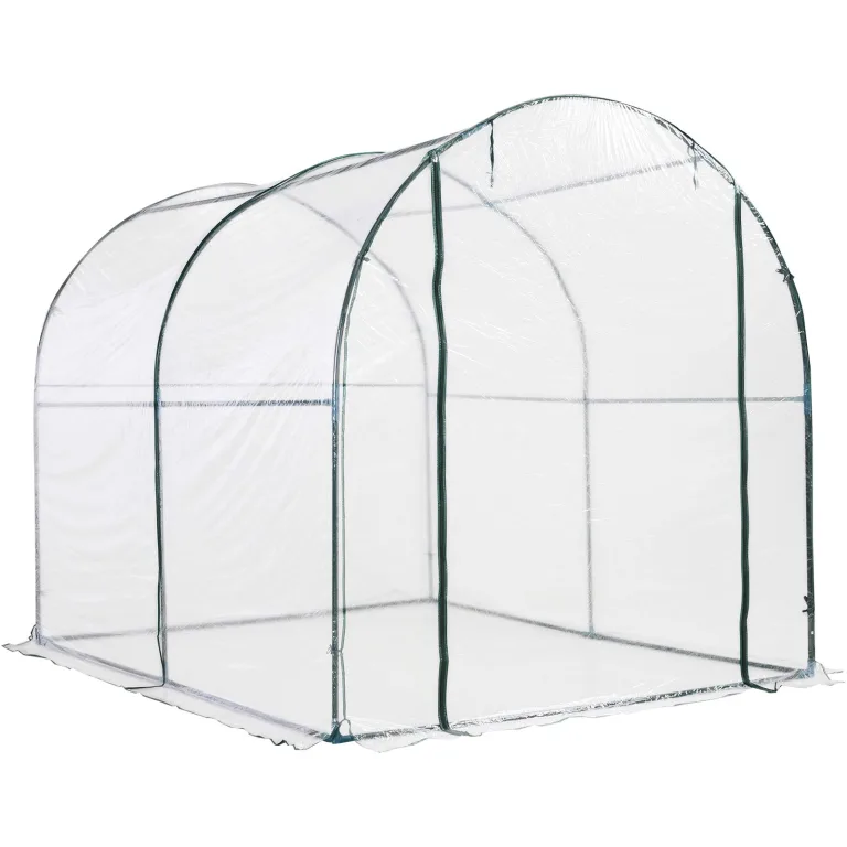 Outsunny Gewächshaus Foliengewächshaus Treibhaus Frühbeet Tomatenhaus Pflanzenhaus 250 x 200 x 200 cm – Bild 1