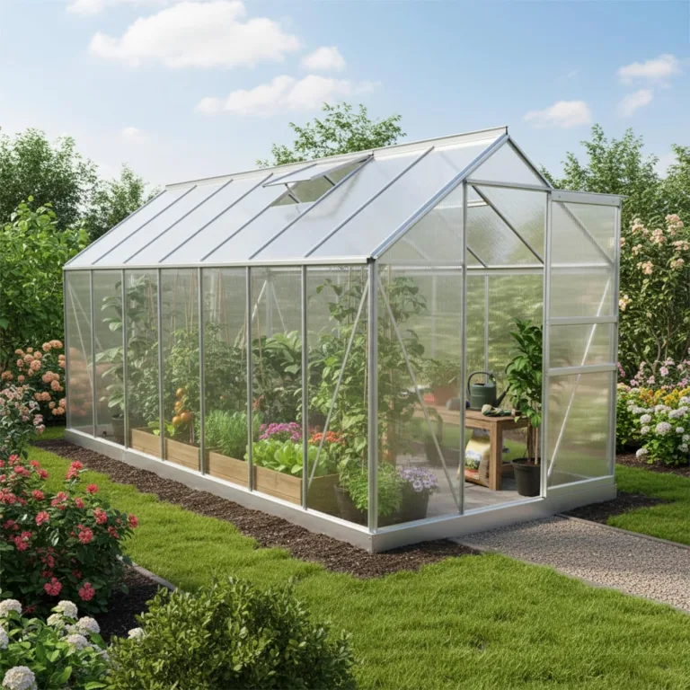 Zelsius Aluminium Gewächshaus 430 x 190 cm | 6 mm Hohlkammerplatten, UV-beständig, Winterfest | Treibhaus, Pflanzenhaus, Tomatenhaus, Frühbeet, Anbau Gewächshaus, Tomatengewächshaus, Gartenhaus – Bild 2