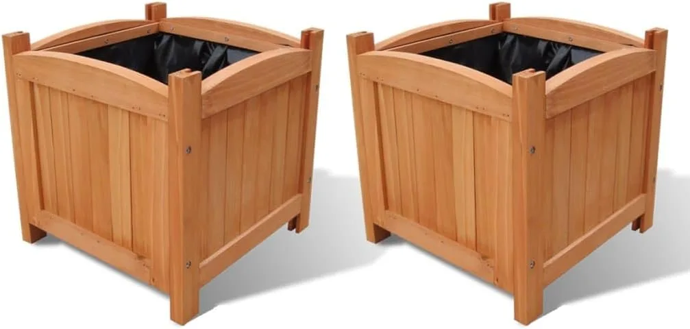 vidaXL 2X Holz Hochbeet Pflanzkübel Blumenkasten Blumenkübel Pflanztrog Garten - Bild 1