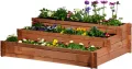 dobar® 58180FSC Hochbeet Peru Blumenbeet Dreistufig | Kräuterbeet Massivholz Stecksystem | Große Blumentreppe inkl. Pflanzvlies | Pflanztreppe 3 Ebenen | 110 x 88 x 36 cm | Braun - Thumbnail 1