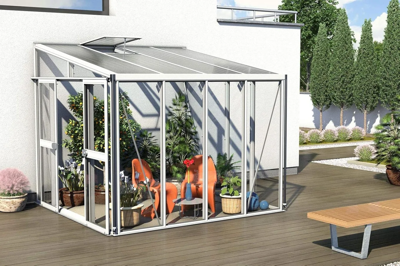 Vitavia Anlehngewächshaus Helena aus Alu/Glas weiß Helena 7000 - Bild 1