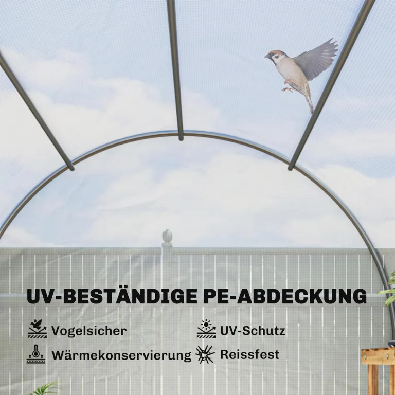 Outsunny Gewächshaus Foliengewächshaus Treibhaus Pflanzenhaus Folien 350x200x200 cm Weiß – Bild 5