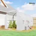 Outsunny Gewächshaus Foliengewächshaus Treibhaus Pflanzenhaus Folien 350x200x200 cm Weiß - Thumbnail 2