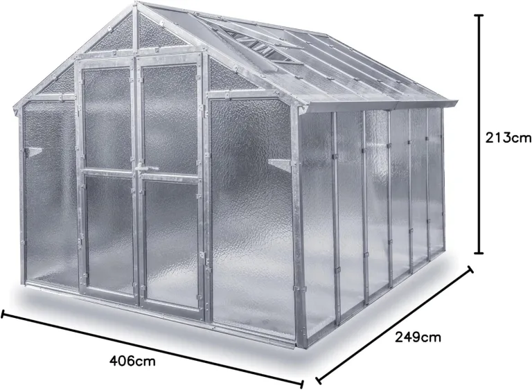 Gewächshaus Junior aus verzinkten Stahlblechprofilen und Echt-Glas, Breite 2,49 m x Länge 4,06 m = 10 m² – Bild 8