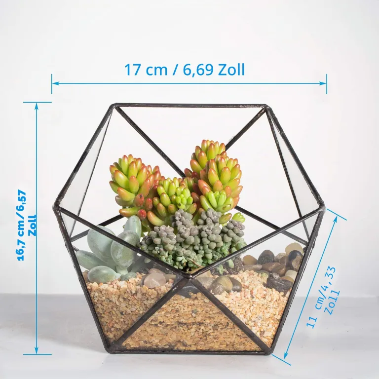 NCYP 17x17x17cm Handmade Blumentopf, Geometrisches Glasterrarium, in Form Einer Halbkugel, für Balkon, Tischdeko, als Blumentopf für Miniatur-Bonsai, ​Übertopf für Sukkulente (ohne Pflanzen) – Bild 5