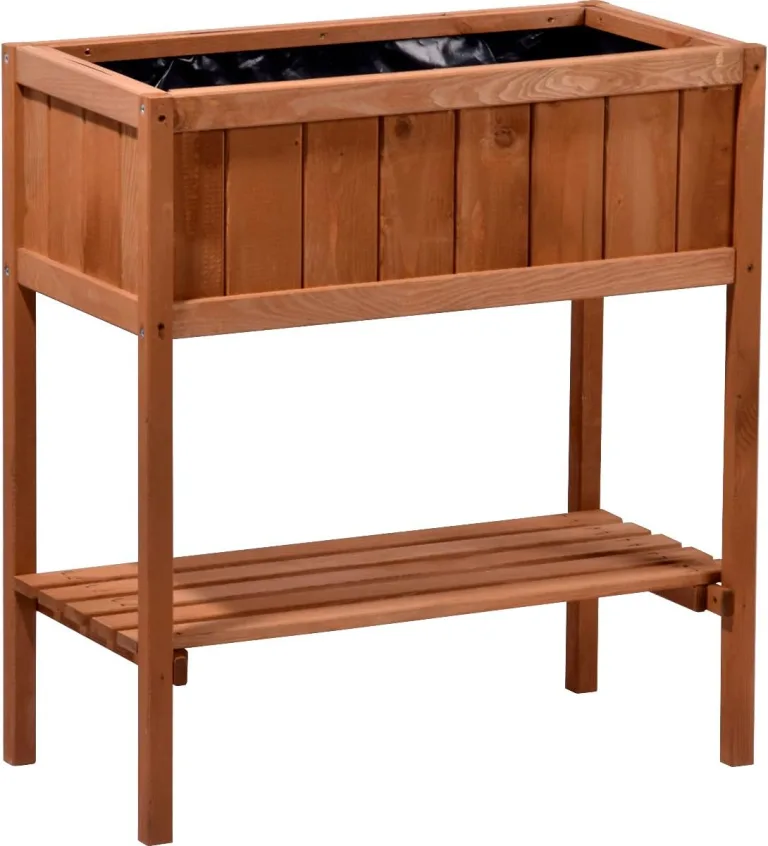 dobar® 58250e kompaktes Hochbeet | Erhöhtes Gemüsebeet | Kräuterbeet aus Holz | Balkonbeet für Salat | Pflanzkasten für Balkon/Garten/Terrasse | 76 x 40 x 80 cm | Braun – Bild 4