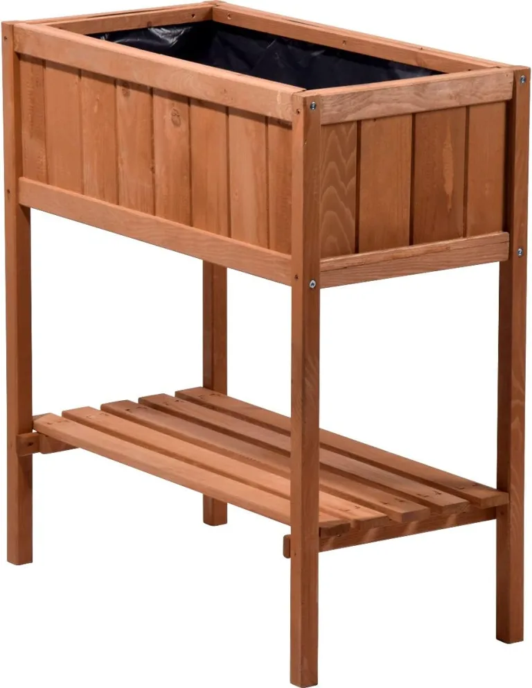 dobar® 58250e kompaktes Hochbeet | Erhöhtes Gemüsebeet | Kräuterbeet aus Holz | Balkonbeet für Salat | Pflanzkasten für Balkon/Garten/Terrasse | 76 x 40 x 80 cm | Braun – Bild 2