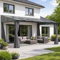 Terrassendach Toledo | Terrassenüberdachung Gartenpavillon lichtdurchflutet Aluminium | Hardtop Pavillon 12 m² - 4 x 3 m (B x T) anthrazit incl. 270° Wind- und Regenschutz - Thumbnail 10