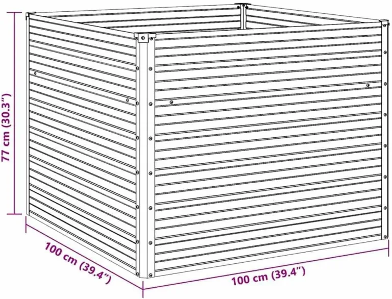 vidaXL Hochbeet Verzinkter Stahl 100x100x77cm Gartenbeet Gemüsebeet Pflanzbeet – Bild 4