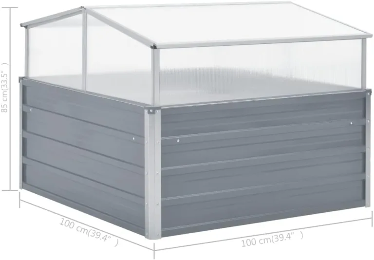 vidaXL Gewächshaus 100x100x85cm Verzinkter Stahl Grau Gartenhaus Treibhaus – Bild 3